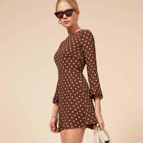Reformation Dresses & Skirts - REFORMATION Brown Dot Finch Mini Dress